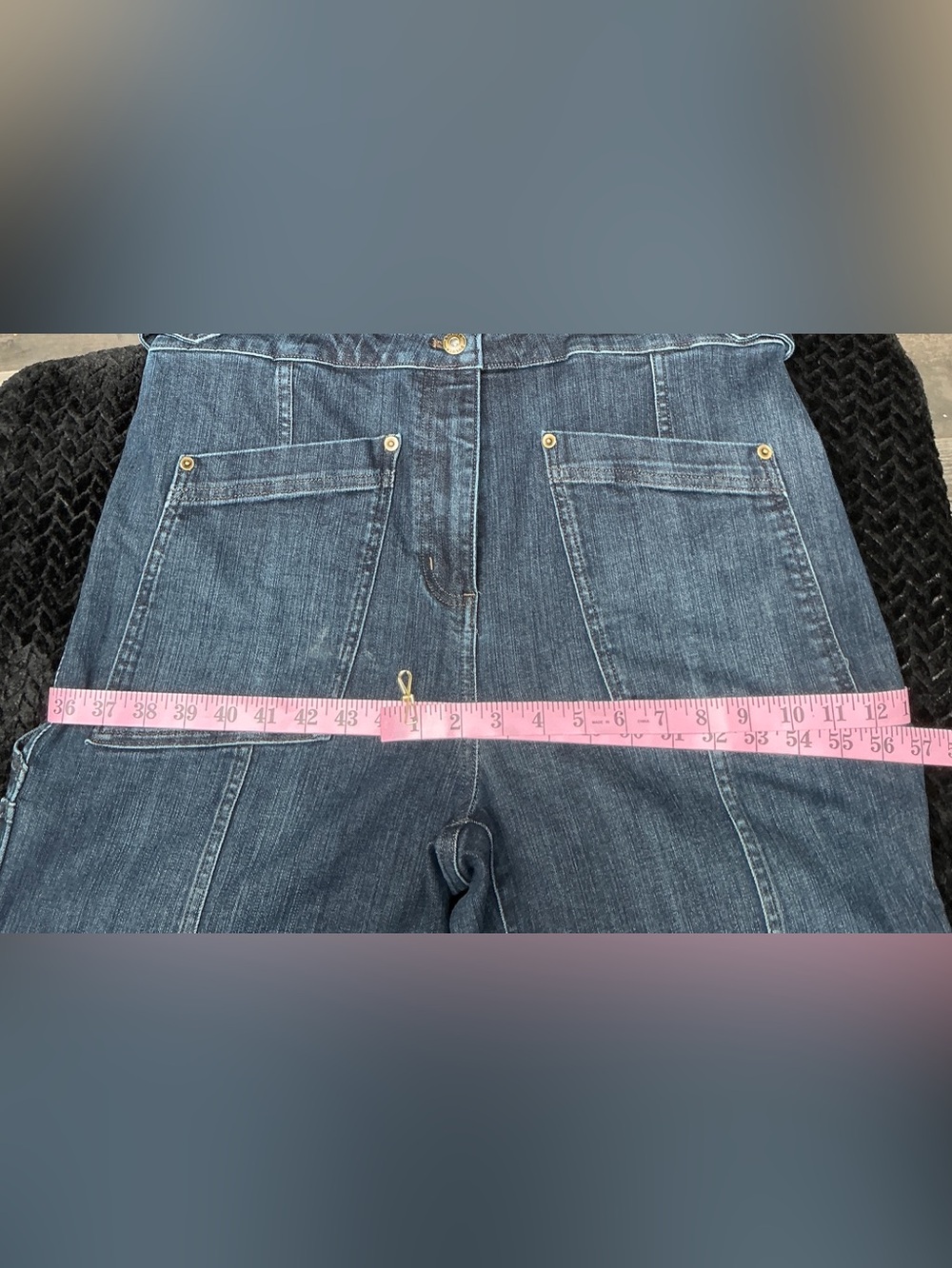 Women’s Blue Denim Workwear Jumpsuit - Classic Utility Style - Picture 14 of 14